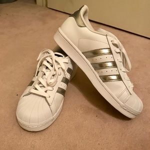 Silver & White Superstar Adidas